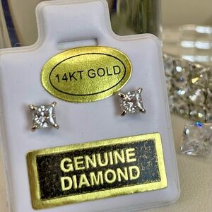 *CUSTOM* .34ct 14K Solid Diamond white Gold stud earrings